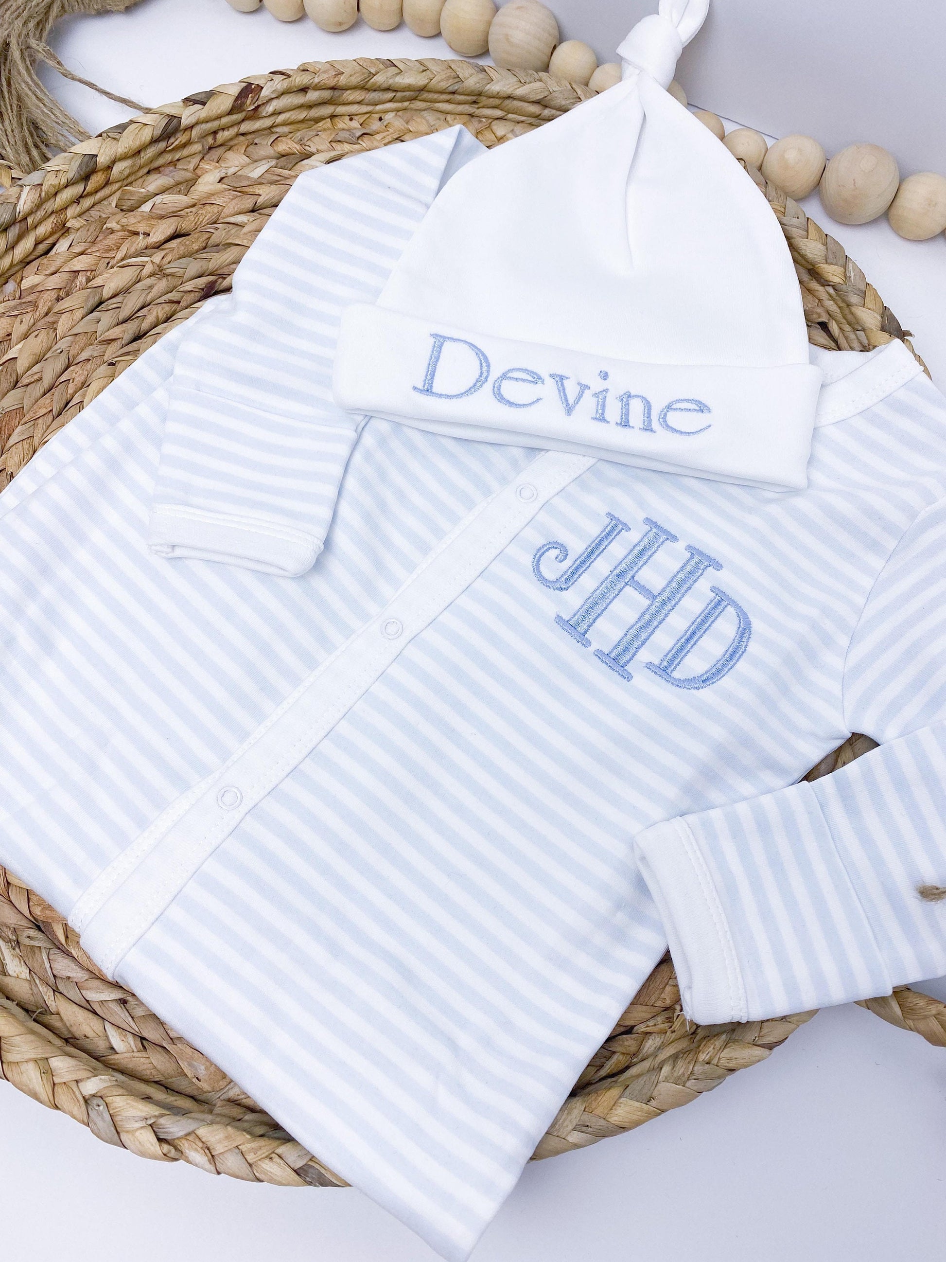 Baby Boy Coming Home Outfit, Monogram Footie, Personalized Baby Outfit and Blanket