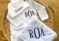 Baby Boy Coming Home Outfit, Monogram Footie, Personalized Baby Outfit and Blanket