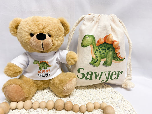 Personalized Teddy Bear, Big Brother Gift, Baby Shower Present, Birthday Toy