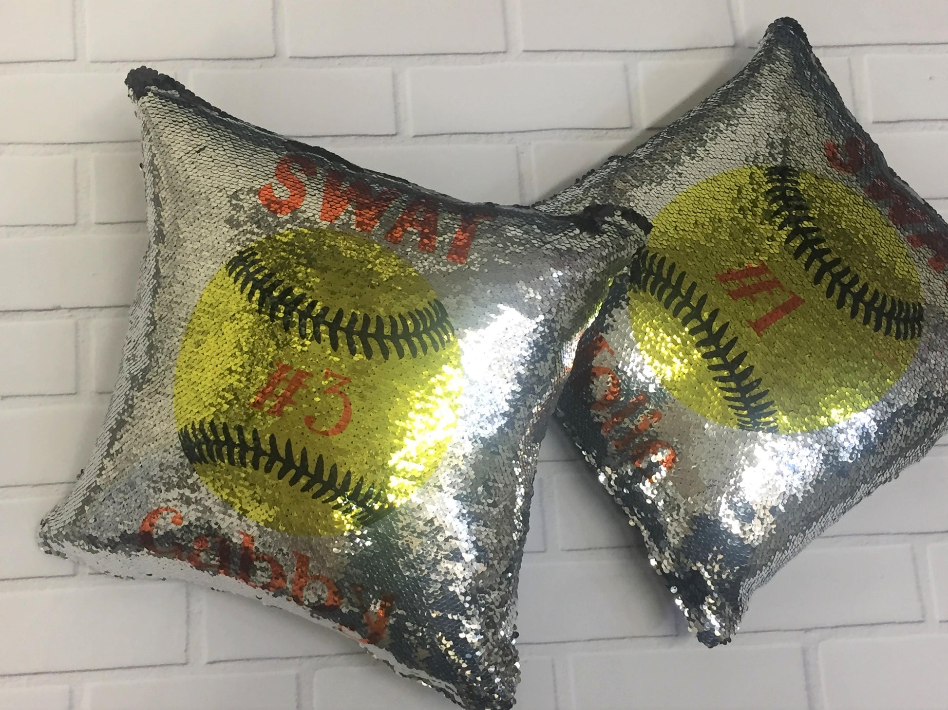 Softball Flip Sequin Pillow Cover, Custom Mermaid Sequin Pillow Cover , Hidden Message Pillow cover, Birthday Pillow Cover