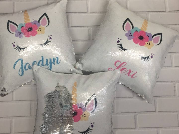 Personalized Owl Pillow Cover, Owl Reversible Mermaid Sequin Pillow, Birthday Pillow Cover