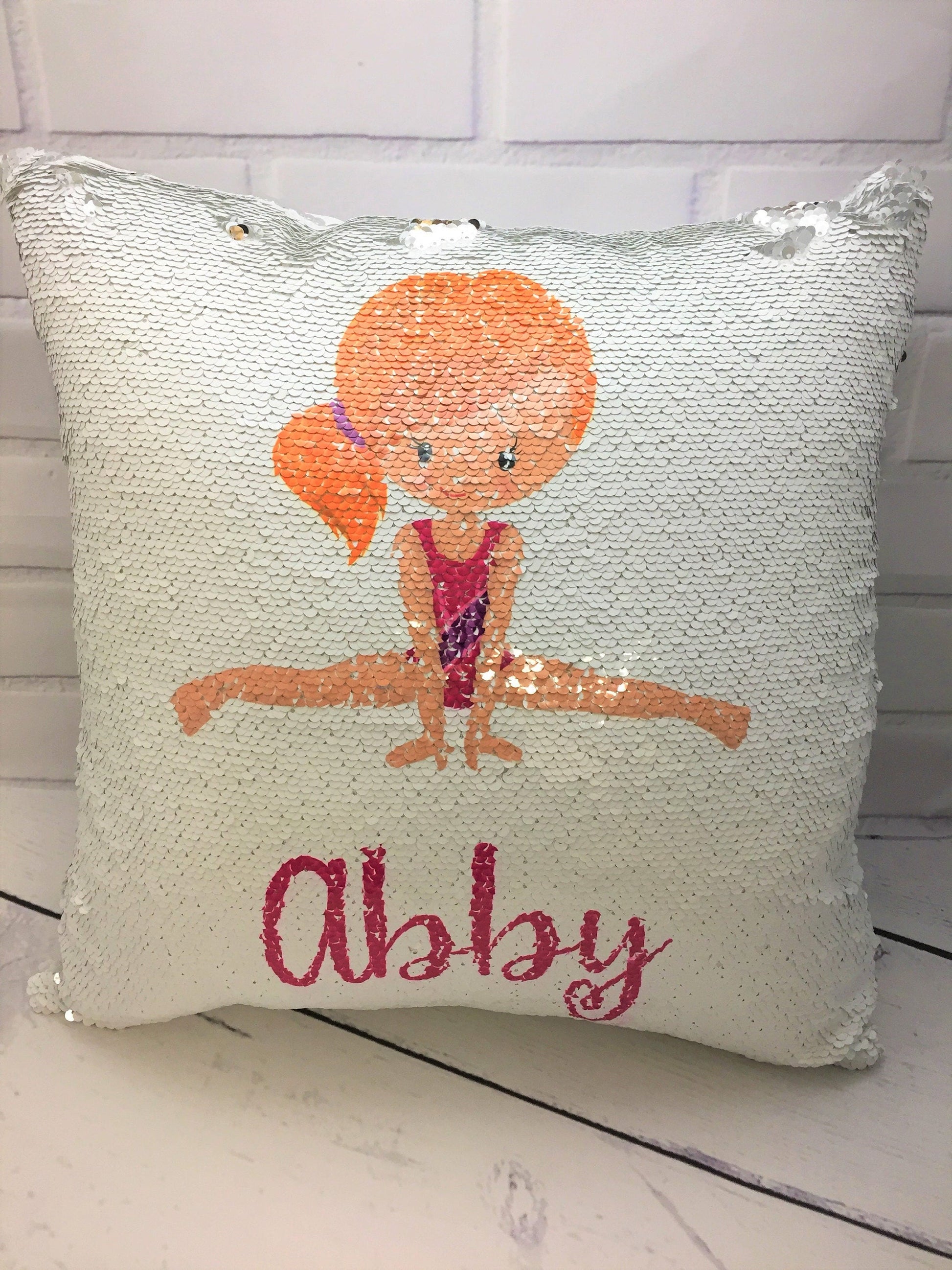 Custom Mermaid Sequin Pillow Cover, Gymnastics Pillow Cover, Hidden Message Pillow cover, Birthday Pillow Cover