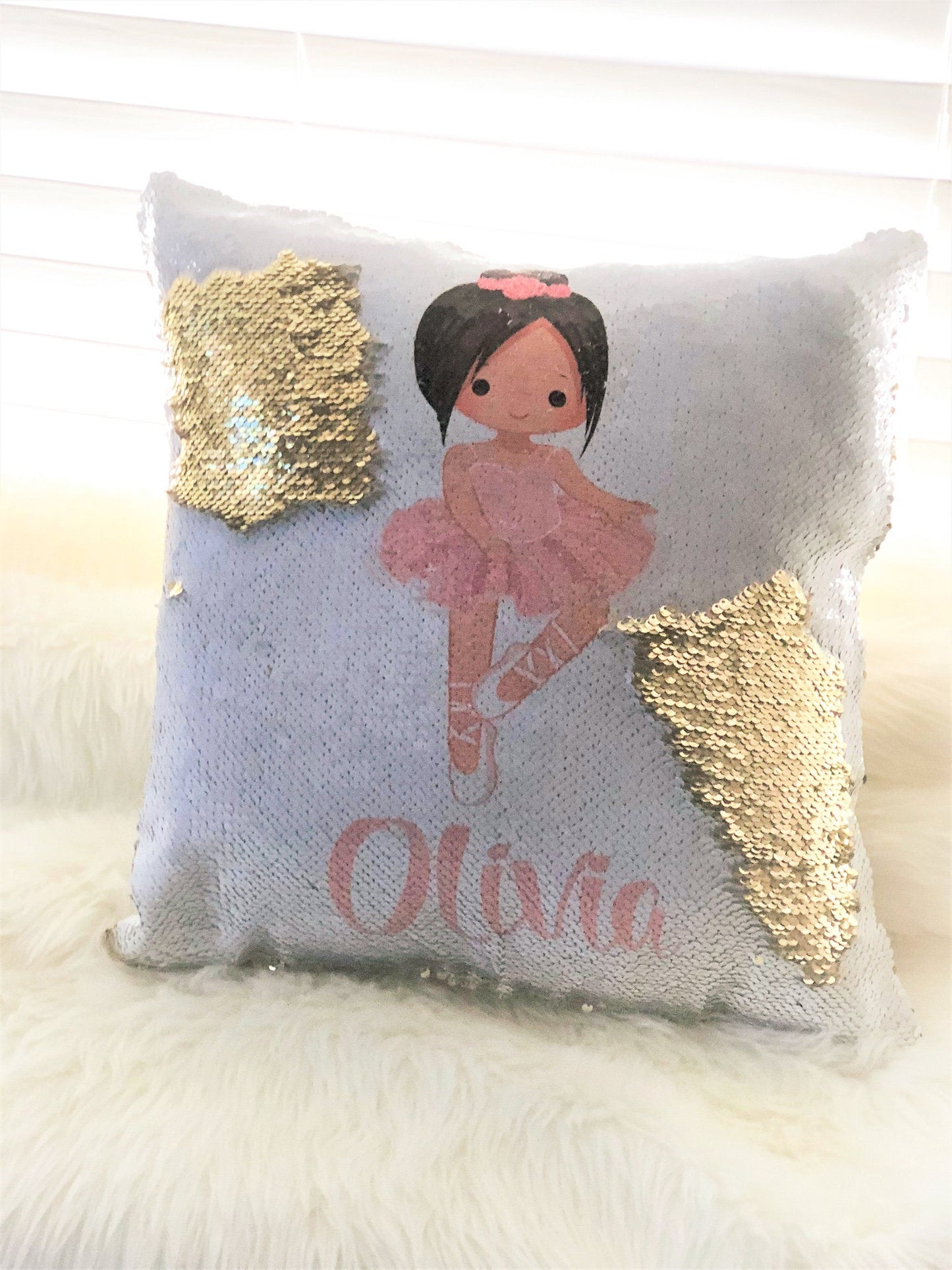 Personalized Reversible Sequin Pillow Cover, Custom Mermaid Sequin Pillow Cover , Ballerina Pillow cover, Birthday Pillow Cover