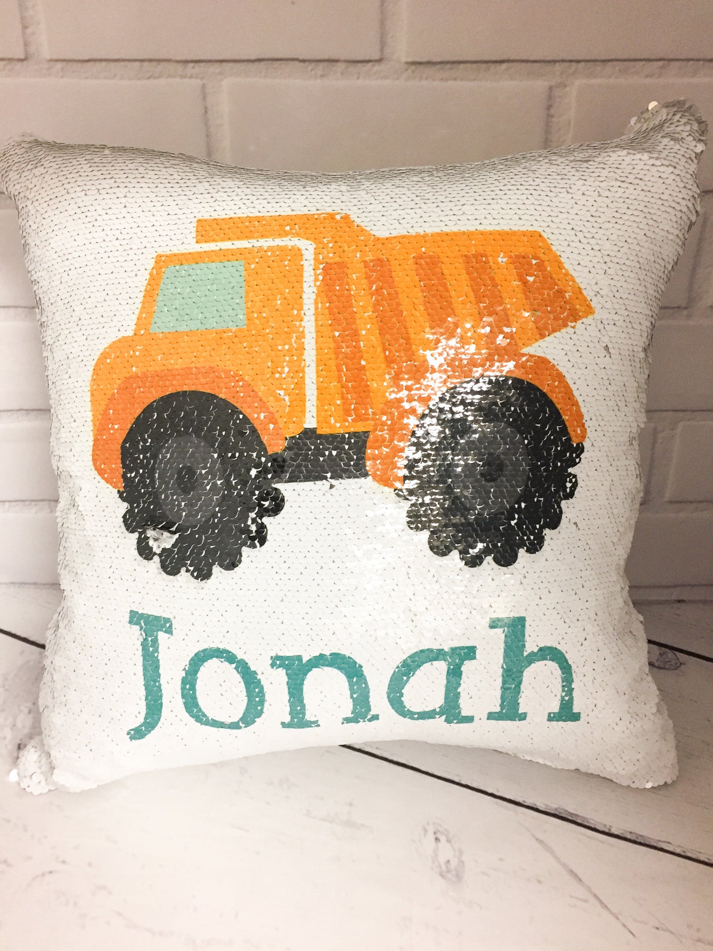 Personalized Boy Reversible Sequin Pillow - Custom Pillow for Boy - Antler Pillow Cover