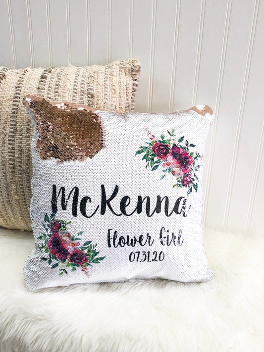 Flower Girl Proposal - Personalized Flower Girl Gift - Custom Sequin Flower Girl Pillow Cover