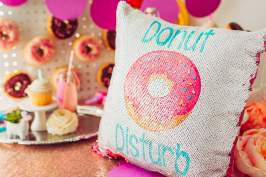 Donut Birthday Gift - Personalized Sequin Pillow - Donut Party - Gift for Her