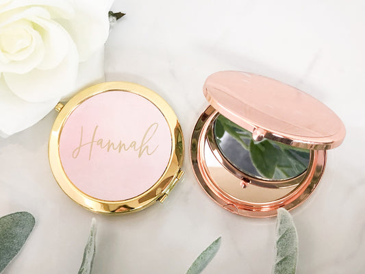 Personalized Compact Mirror - Bridesmaid Gift - Rose Gold Mirror - Bridesmaid Proposal Gift - Custom Bridal Party - Watercolor Floral