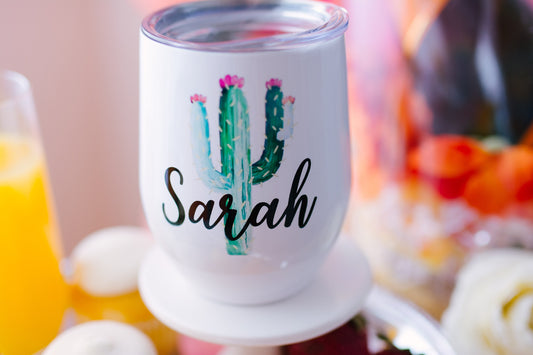 Cactus Tumbler - Bridesmaid Tumbler - Personalized Stemless Wine - Custom Wine Glass - Bridal Party Tumblers