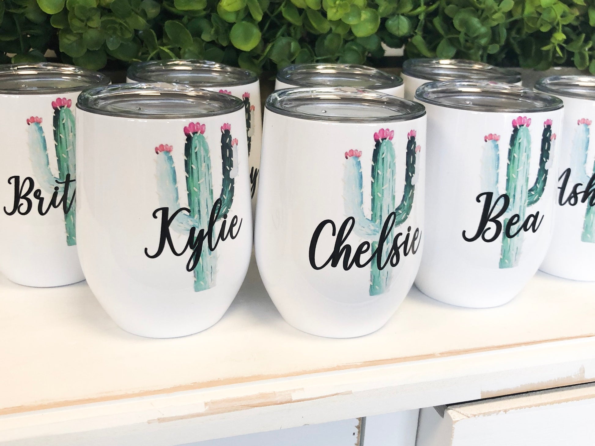 Personalized Bridesmaid Tumbler - Personalized Cactus Stemless Wine - Custom Wine Glass - Bridal Party Tumblers