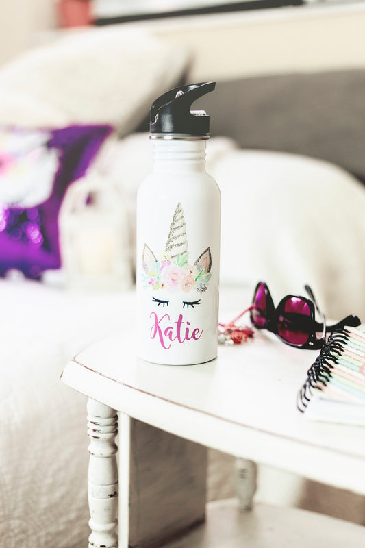 Personalized Unicorn Waterbottle - Christmas Gift for Her - Custom Water Bottle - Back to School Waterbottle