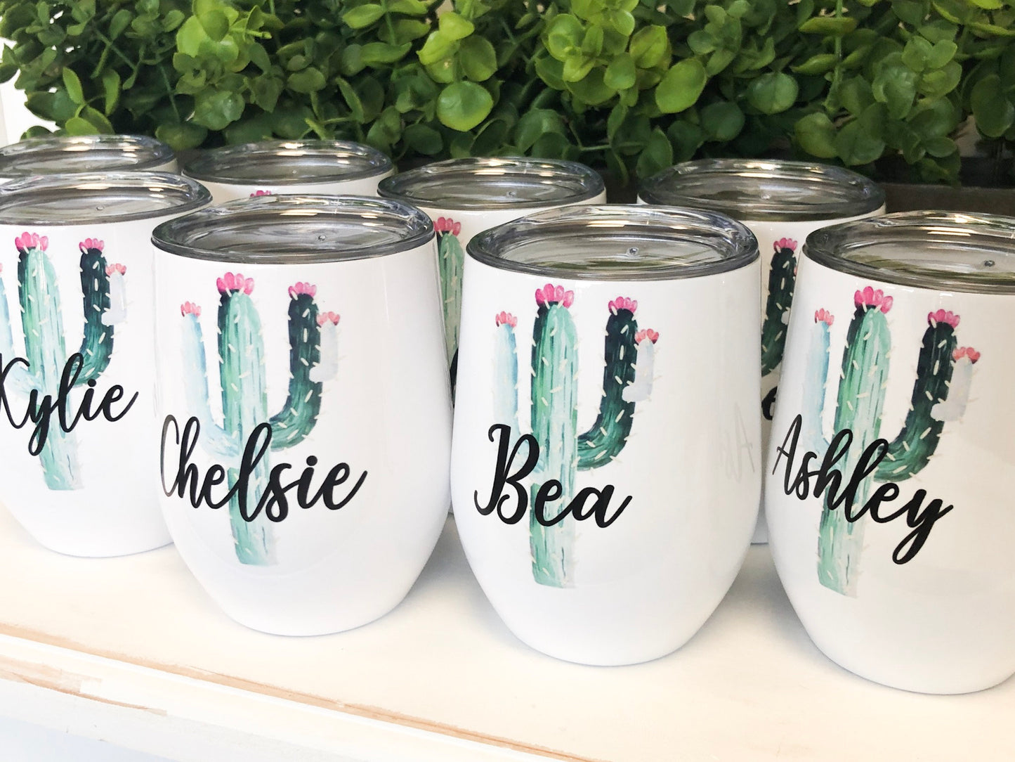 Personalized Bridesmaid Tumbler - Personalized Cactus Stemless Wine - Custom Wine Glass - Bridal Party Tumblers