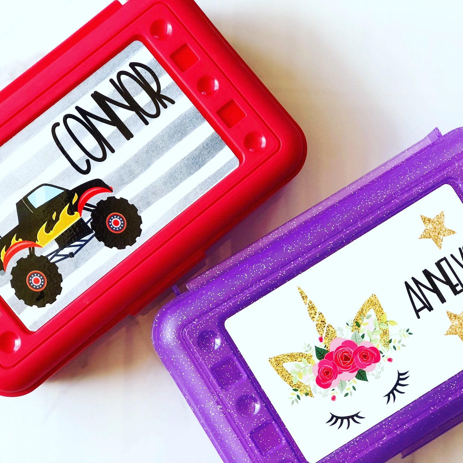 Custom Pencil Box - Monster Truck Boy Pencil Box - Back to School - School Supplies - Custom Pencil Bag