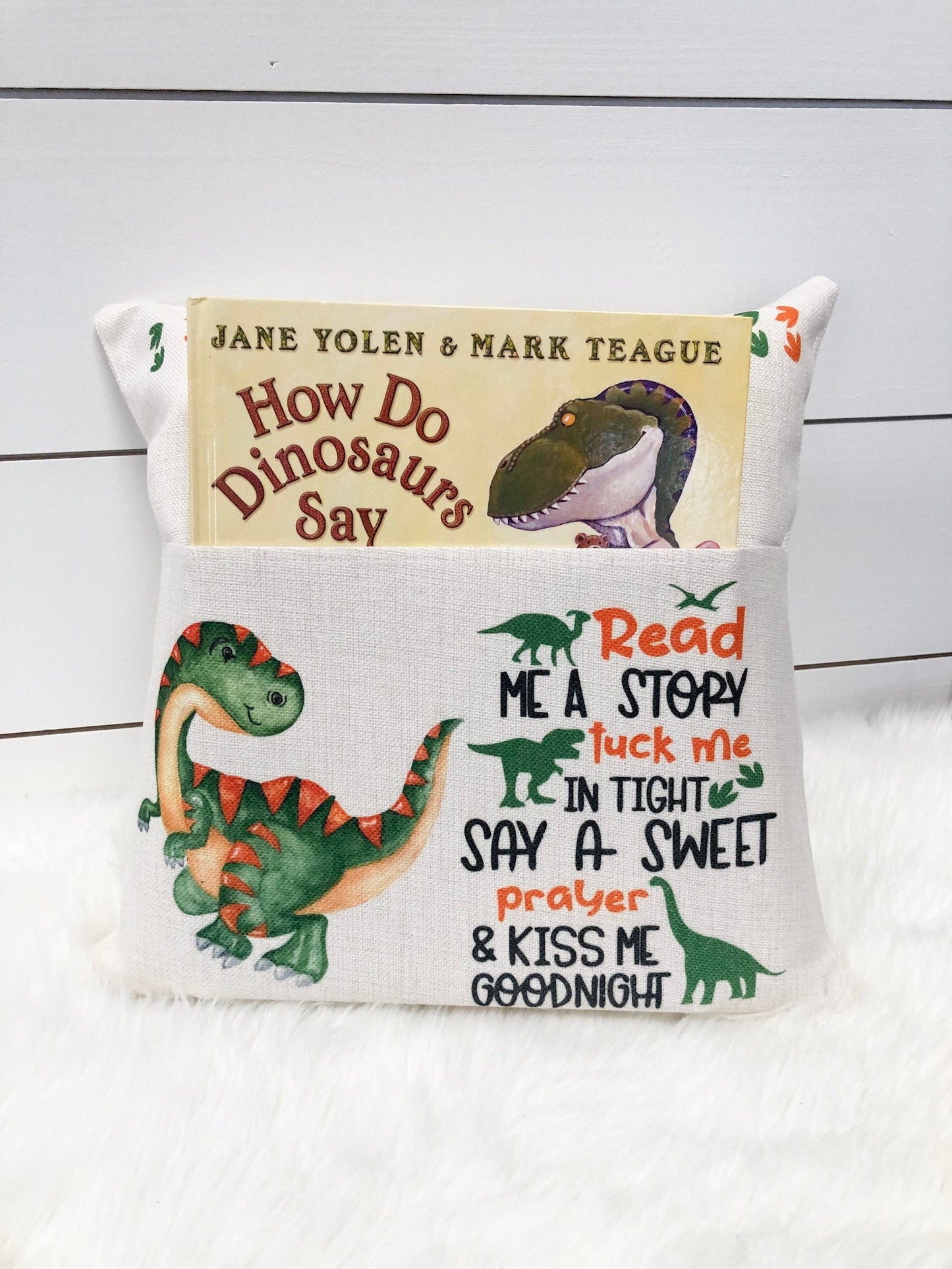 Personalized Dinosaur Gift, Reading Pillow, Storybook Pillow, Christmas Gift for Boys,