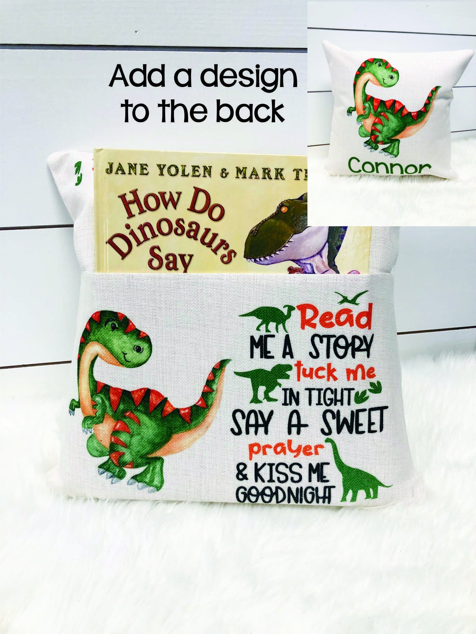 Personalized Dinosaur Gift, Reading Pillow, Storybook Pillow, Christmas Gift for Boys,