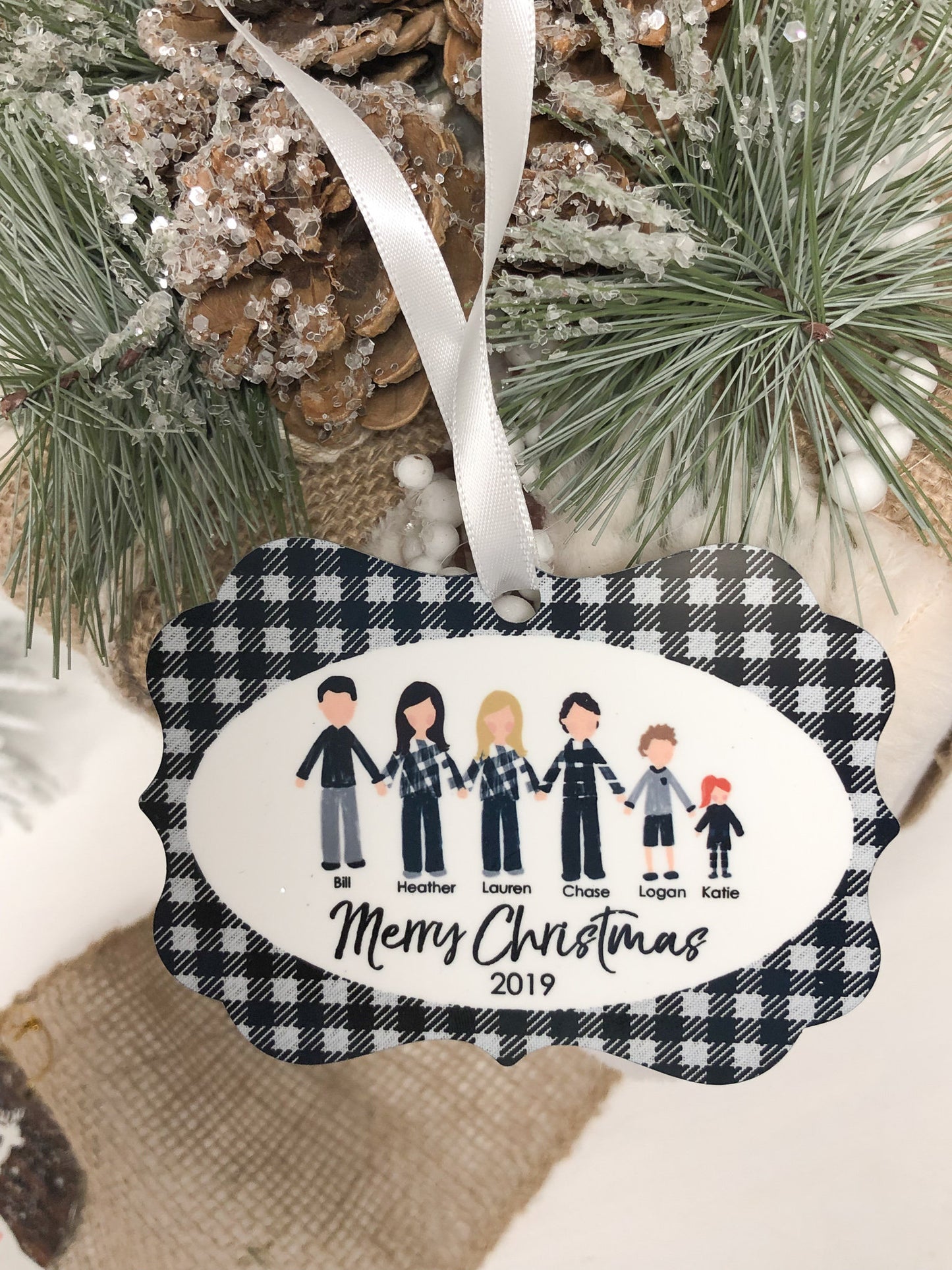 Personalized Christmas Ornaments Family, Farmhouse Decor, Rustic Christmas