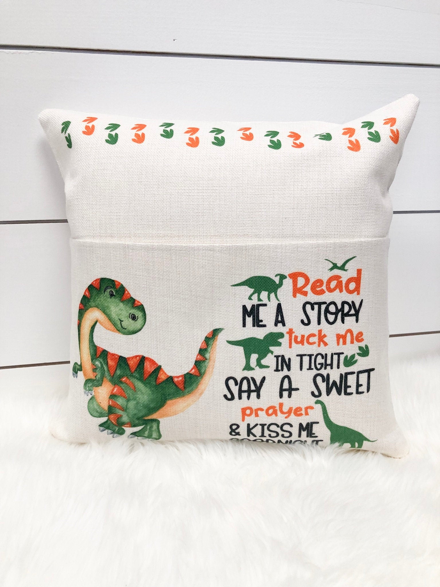 Personalized Dinosaur Gift, Reading Pillow, Storybook Pillow, Christmas Gift for Boys,