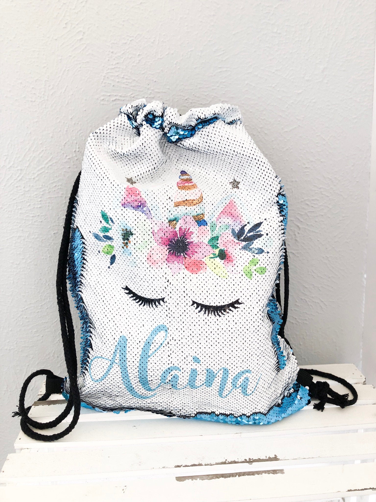 Personalized Drawstring Bag, Unicorn Backpack, Christmas Gifts for Sister,