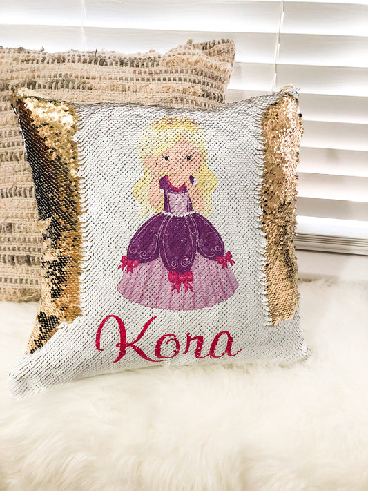 Sequin Pillow Princess, Personalized Gift, Christmas Gift for Sister,