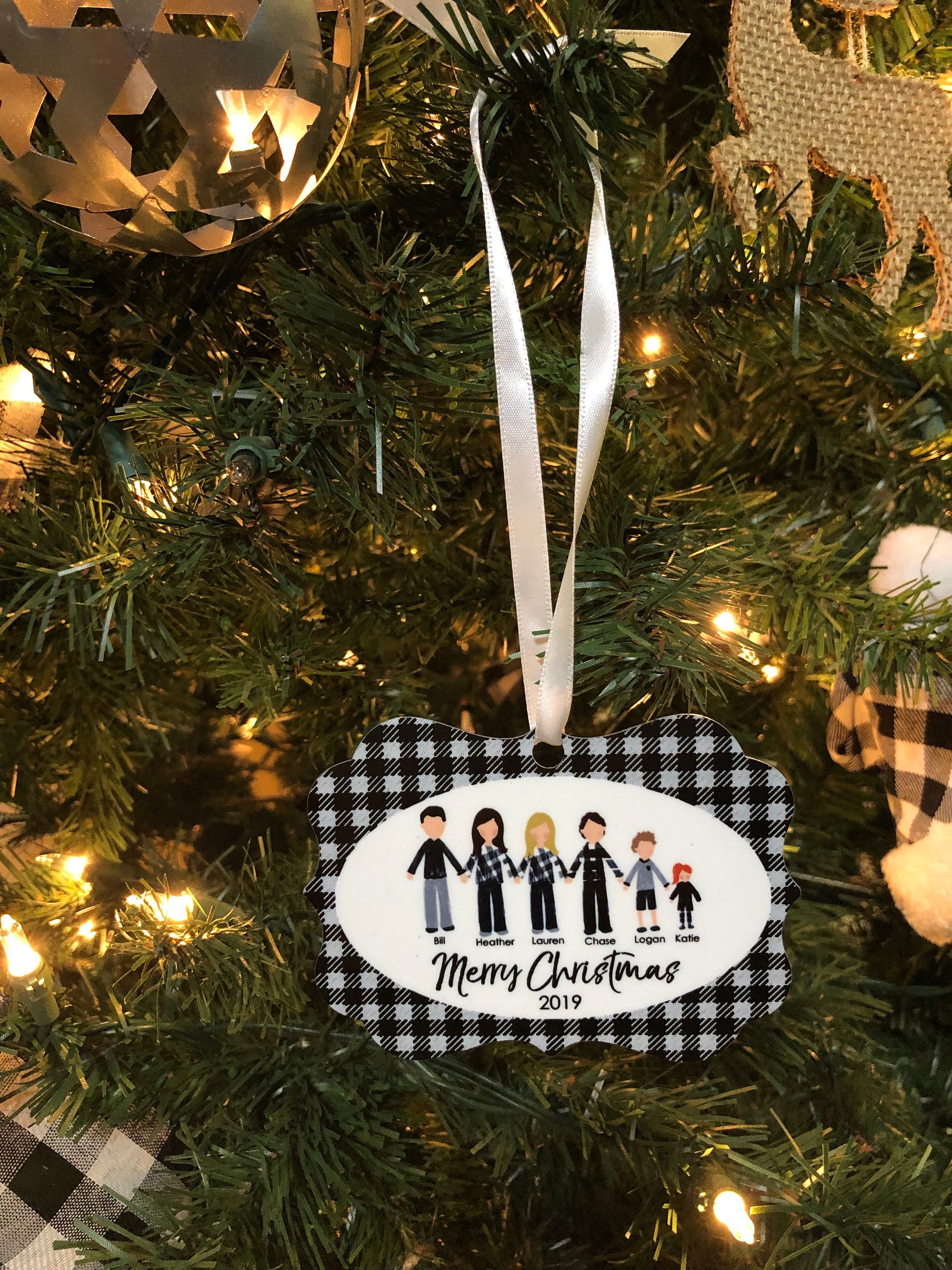 Personalized Christmas Ornaments Family, Farmhouse Decor, Rustic Christmas