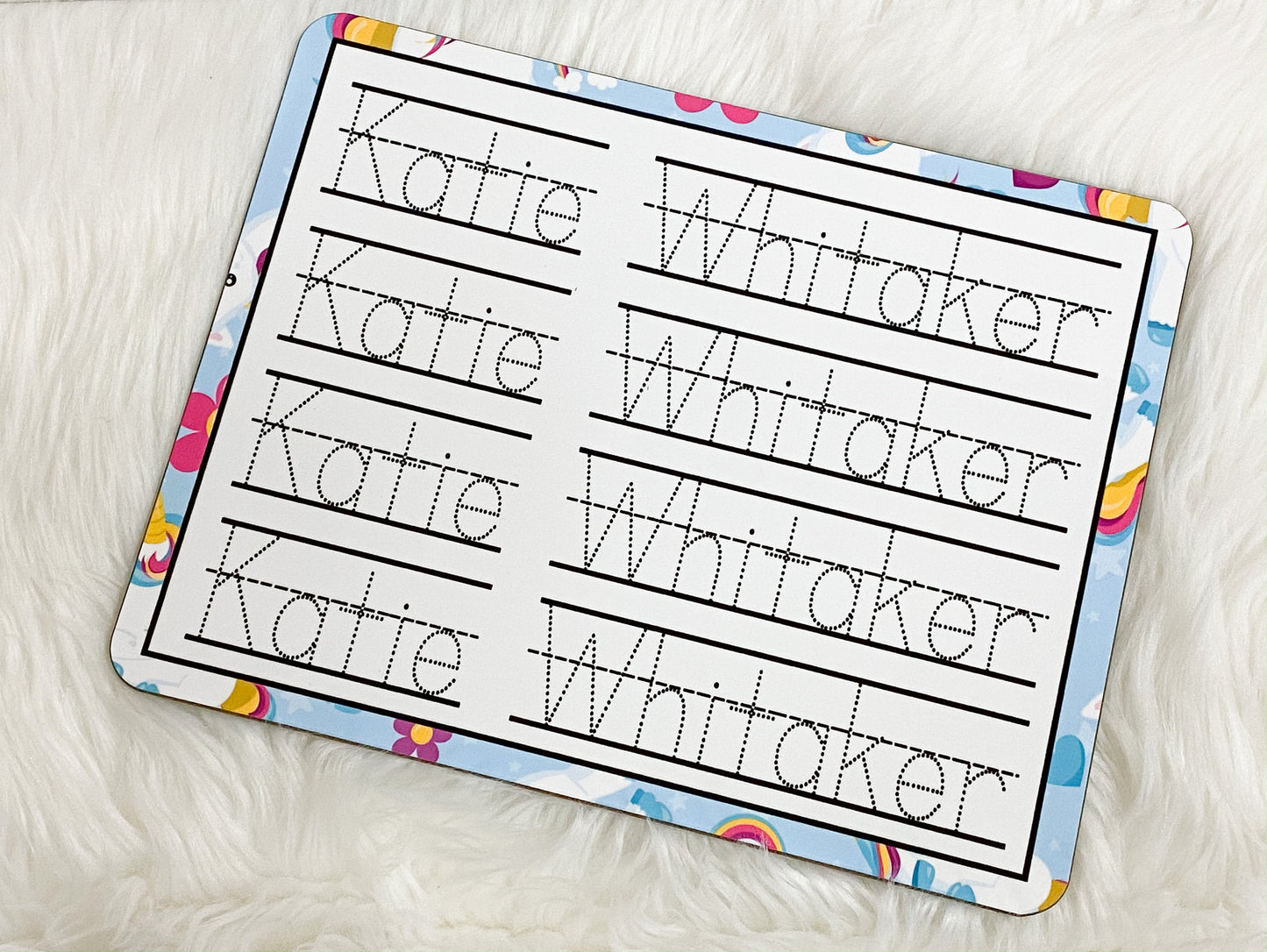 Personalized Handwriting Tracing Dry Erase Board, Preschooler handwriting practice board