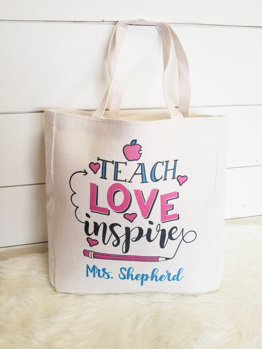 Personalized Teacher Gift, Teacher Appreciation Gift, Custom Tote Bag