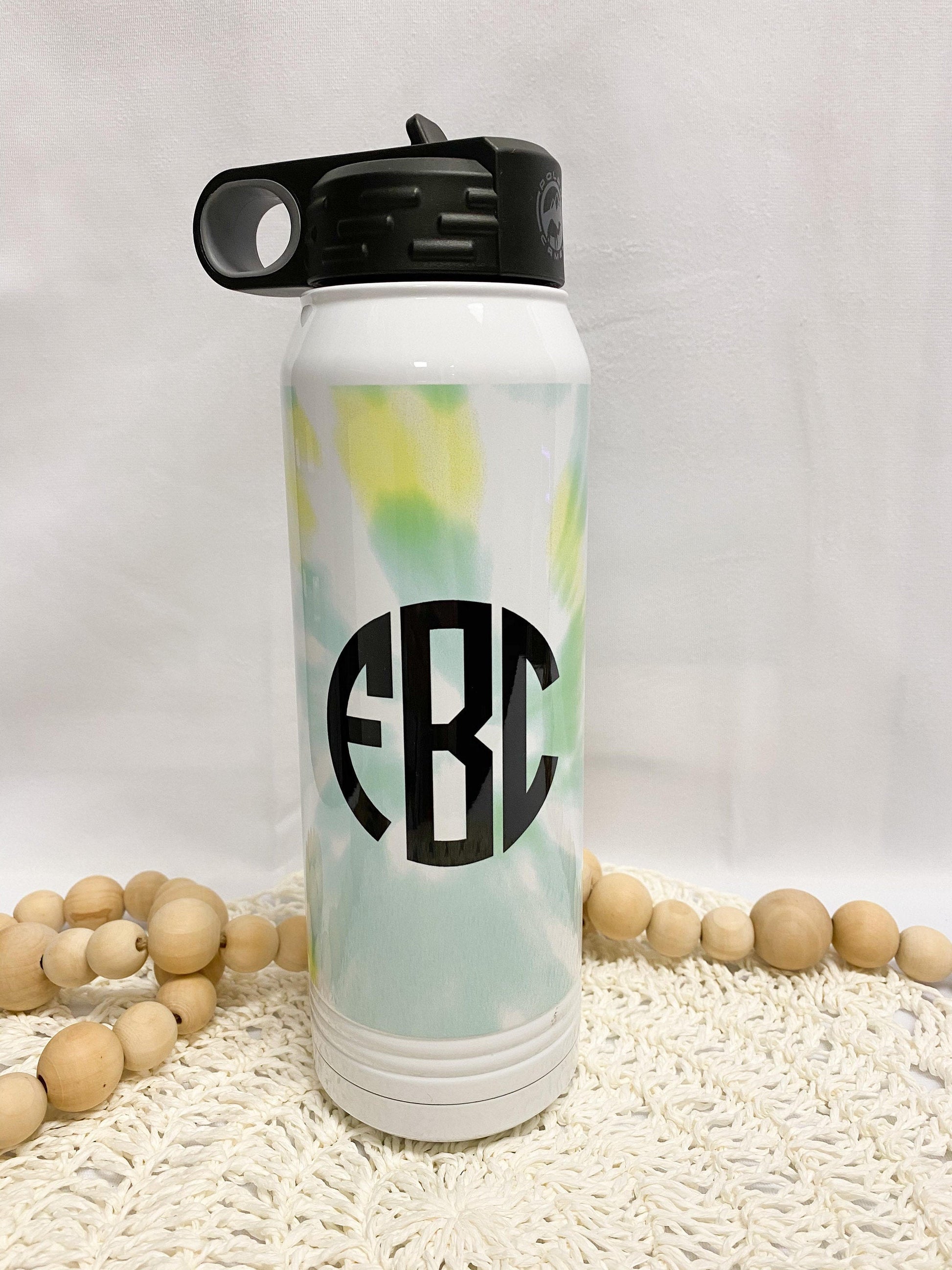 30oz Personalized Water Bottle for Kids, Tye Dye Water Bottle, Waterbottle with Straw